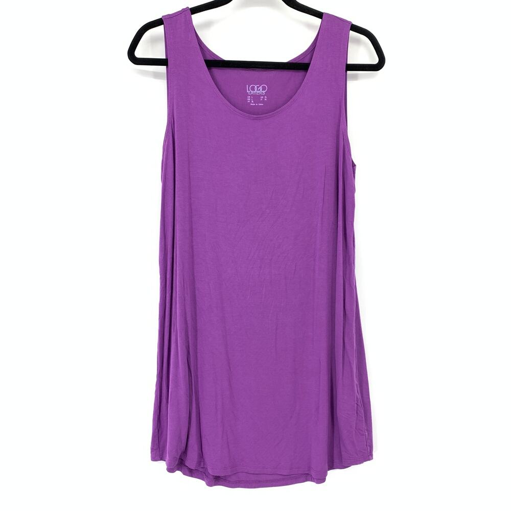 Logo By Lori Goldstein Layers Tank Top Women's Sz Large Scoop Neck Purple
